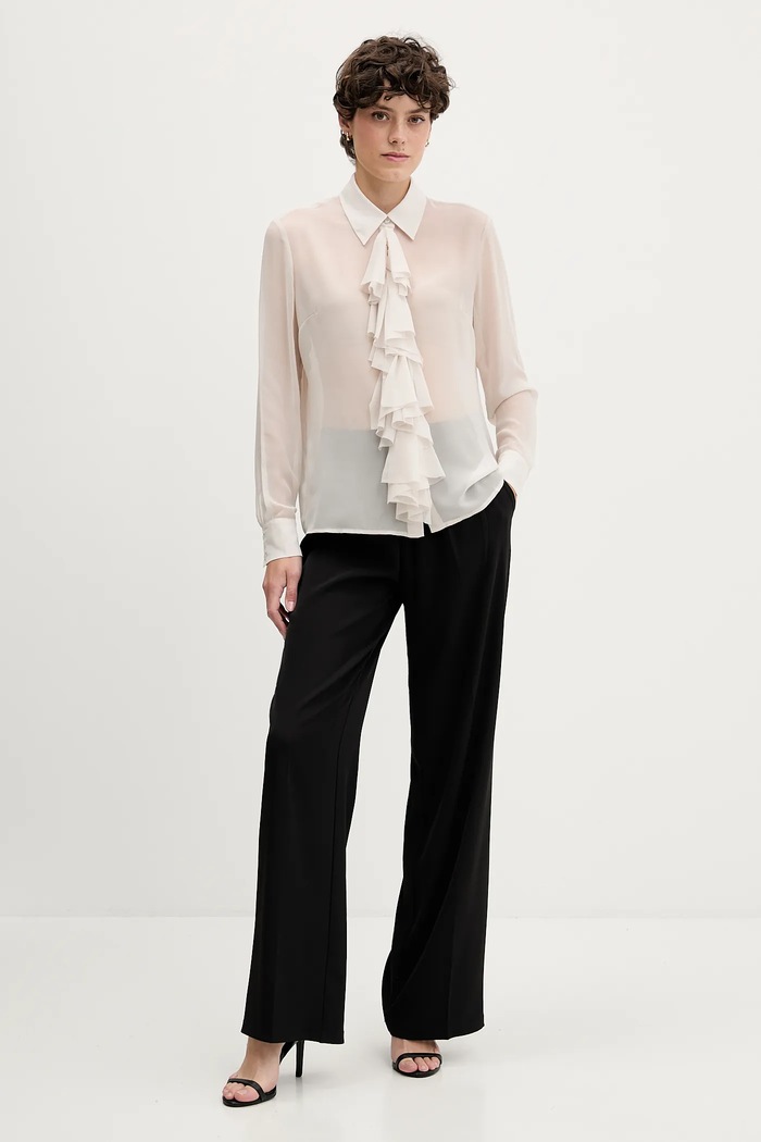 Sisley koszula 5NOXLQ09T beżowy AW25