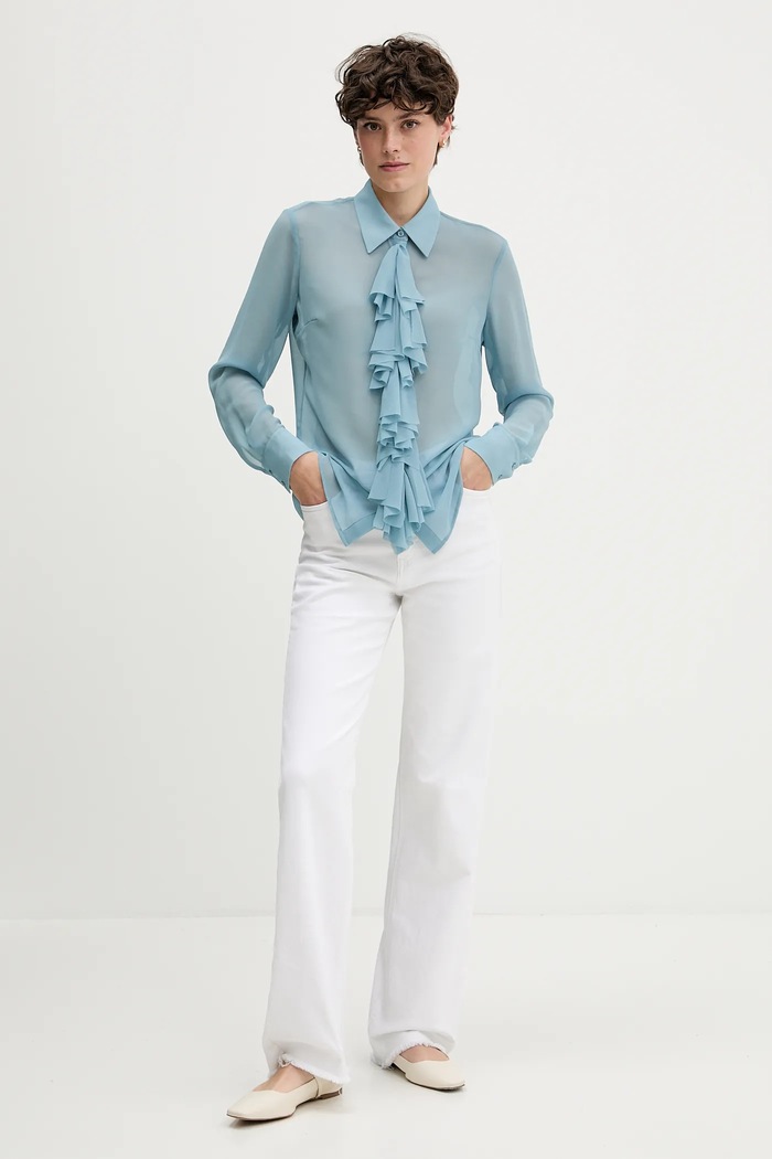 Sisley koszula 5NOXLQ09T turkusowy AW25