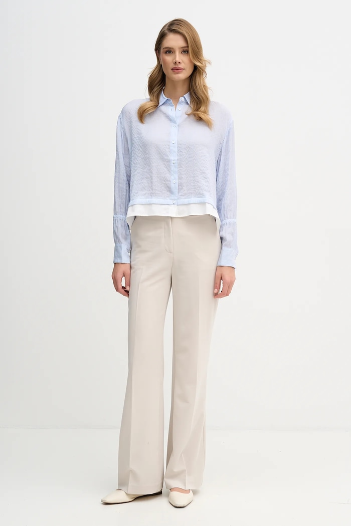 Košile Sisley 5LVZLQ09J modrá AW25