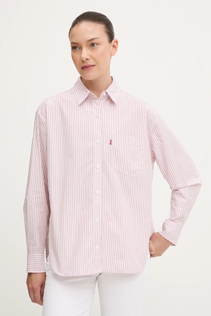 Bavlněná košile Levi's pruhy růžová 001HM.0013