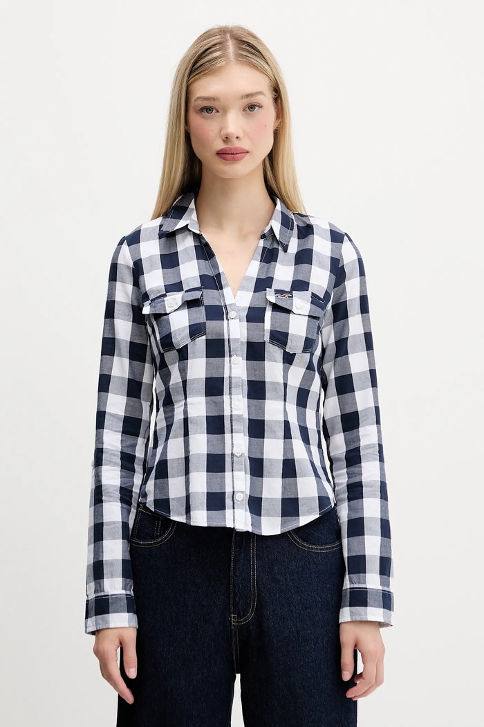 Βαμβακερό πουκάμισο Hollister Co. κανονικό μπλε KI340.5425.205