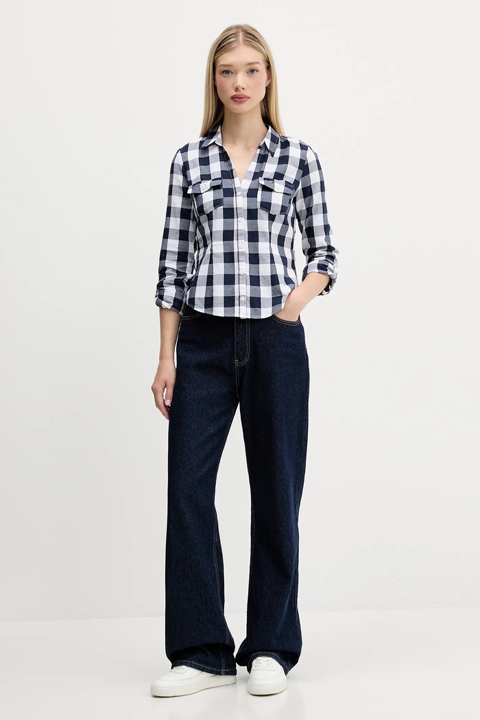 Βαμβακερό πουκάμισο Hollister Co. KI340.5425.205 μπλε AW25