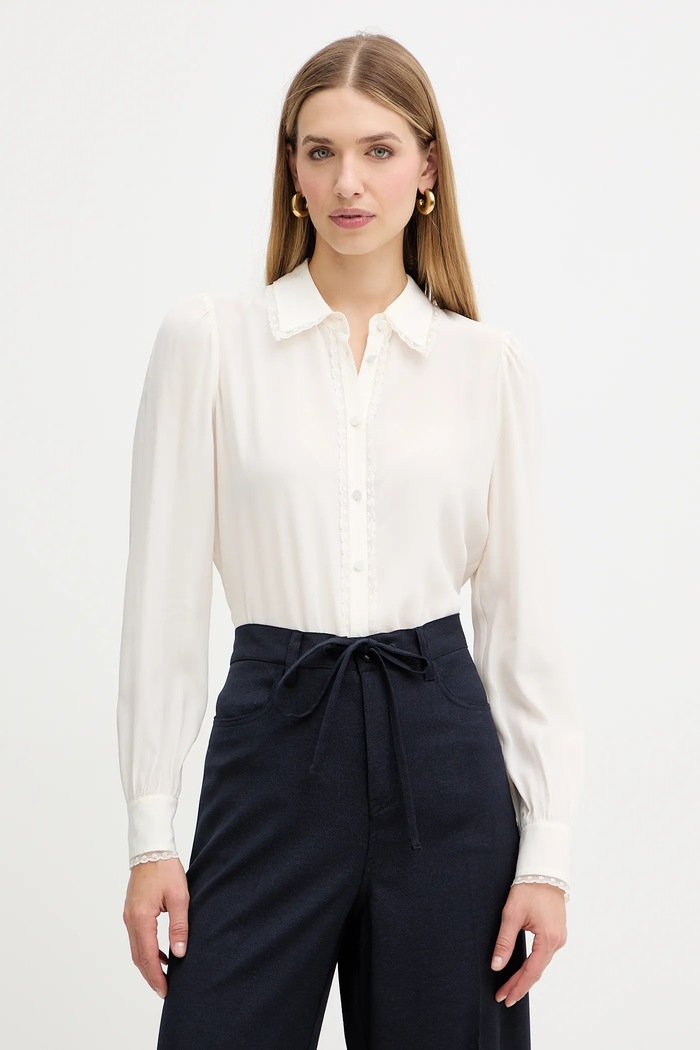 Риза с коприна Twinset стандартна бежов 252TT2142