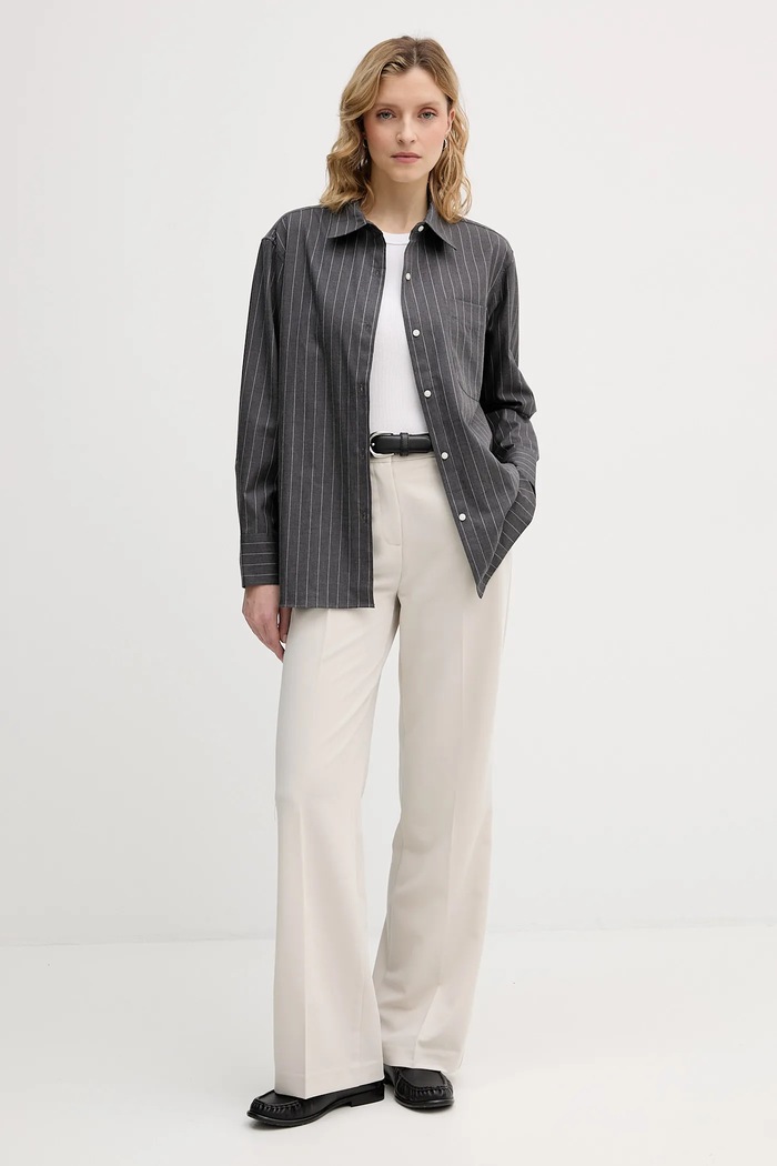 Tommy Hilfiger koszula bawełniana WW0WW46851 szary AW25