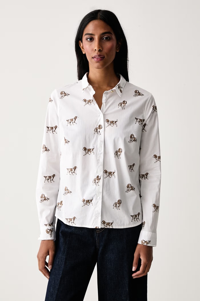 Barbour Koszula damska bawełniana z elastanem BRAMBLES biały LSH1644