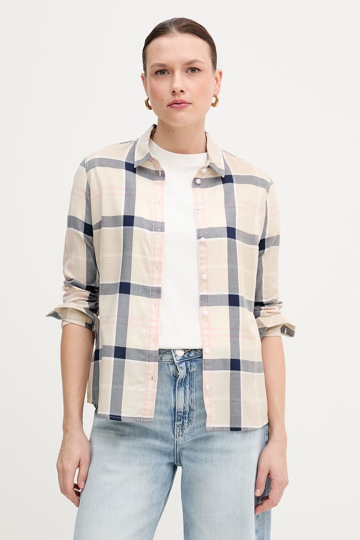 Βαμβακερό πουκάμισο Barbour BRENDON κανονικό μπεζ LSH1353