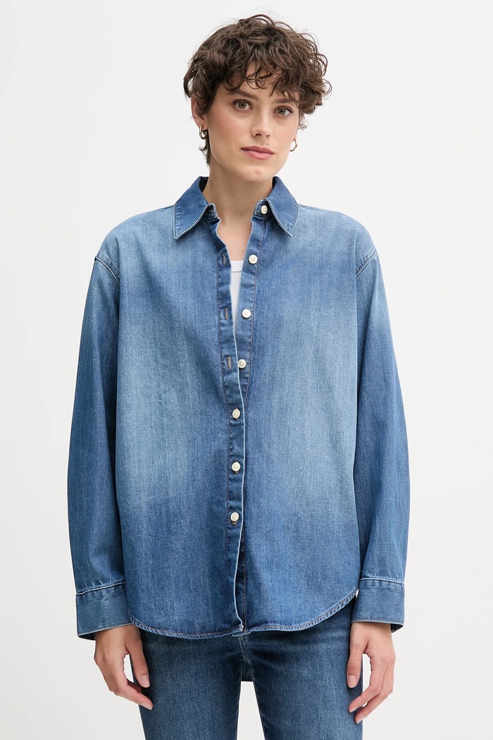 Rifľová košeľa Calvin Klein Jeans relaxed modrá LV047D758G