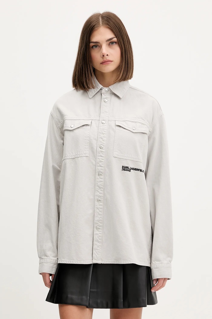 Karl Lagerfeld Jeans cămașă jeans lung gri A4W11033