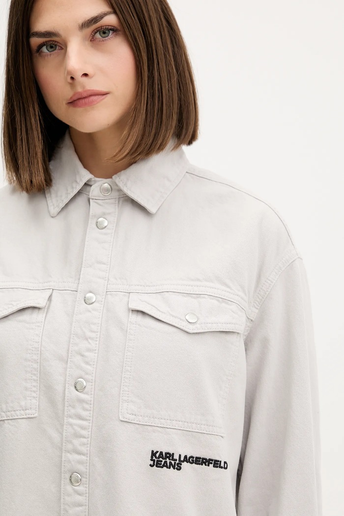 Karl Lagerfeld Jeans cămașă jeans gri A4W11033
