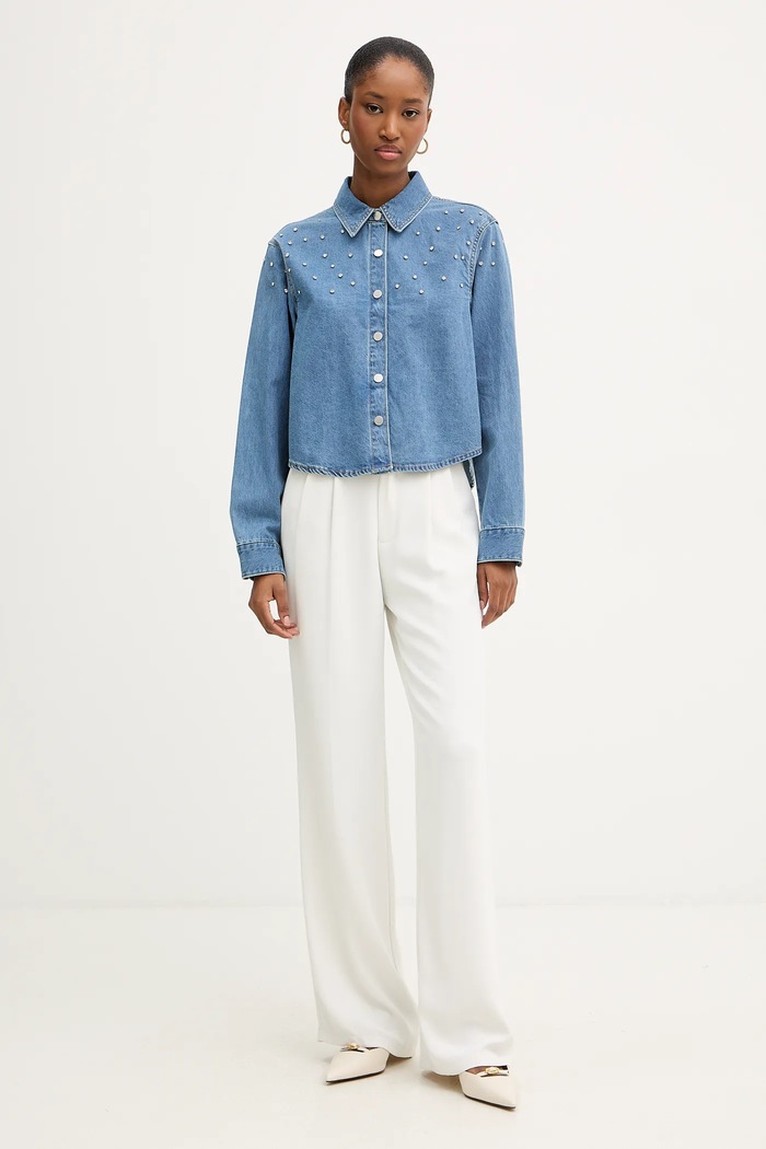 Morgan cămașă jeans CBLING albastru AW25