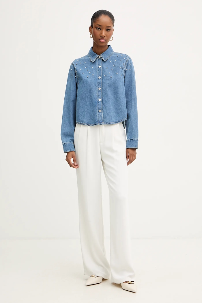 Morgan cămașă jeans CBLING albastru AW25