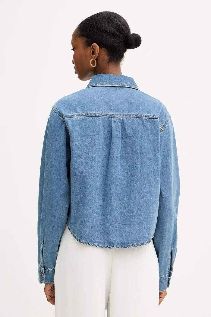 Îmbrăcăminte Morgan cămașă jeans CBLING albastru