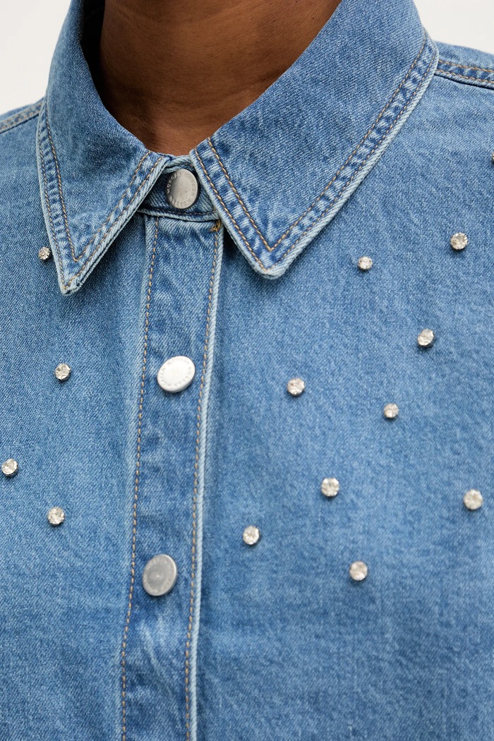 Morgan cămașă jeans CBLING albastru