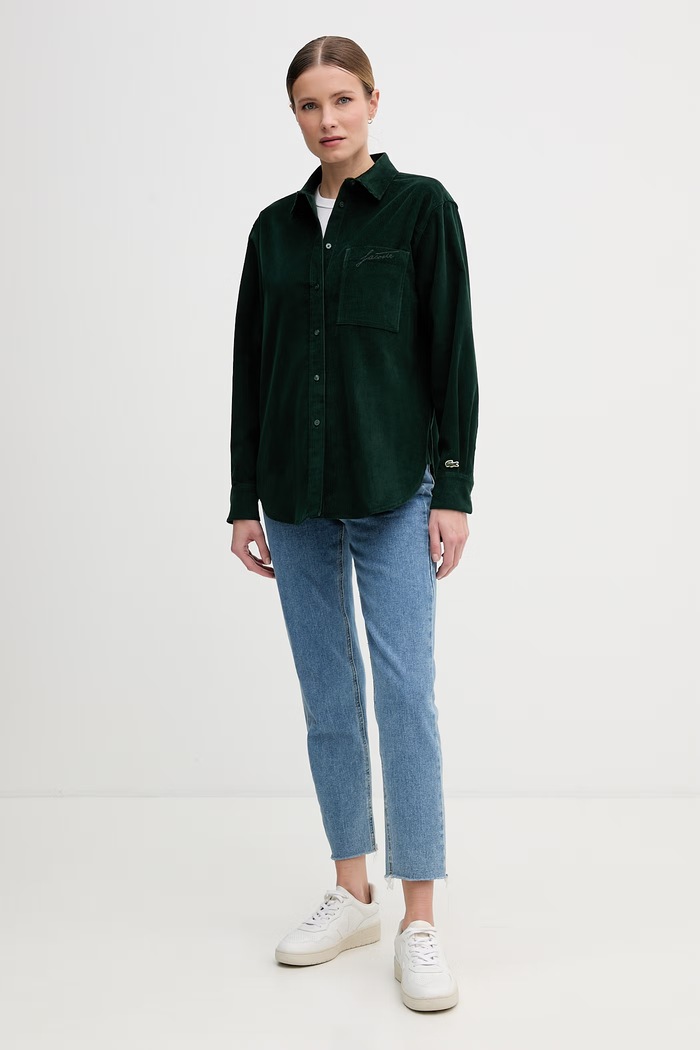 Lacoste košile dámská bavlněná CF5336 zelená SS26