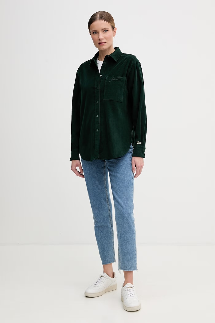 Lacoste košile dámská bavlněná CF5336 zelená SS26