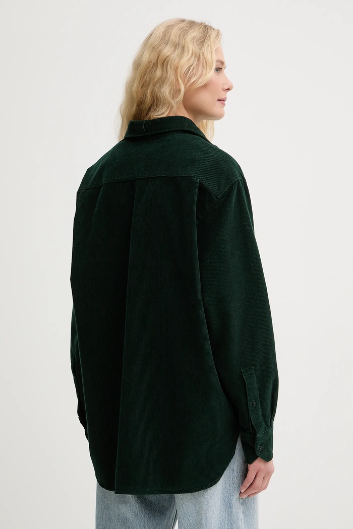 Ρούχα Lacoste πουκάμισο γυναικείο βαμβακερό CF5336 πράσινο