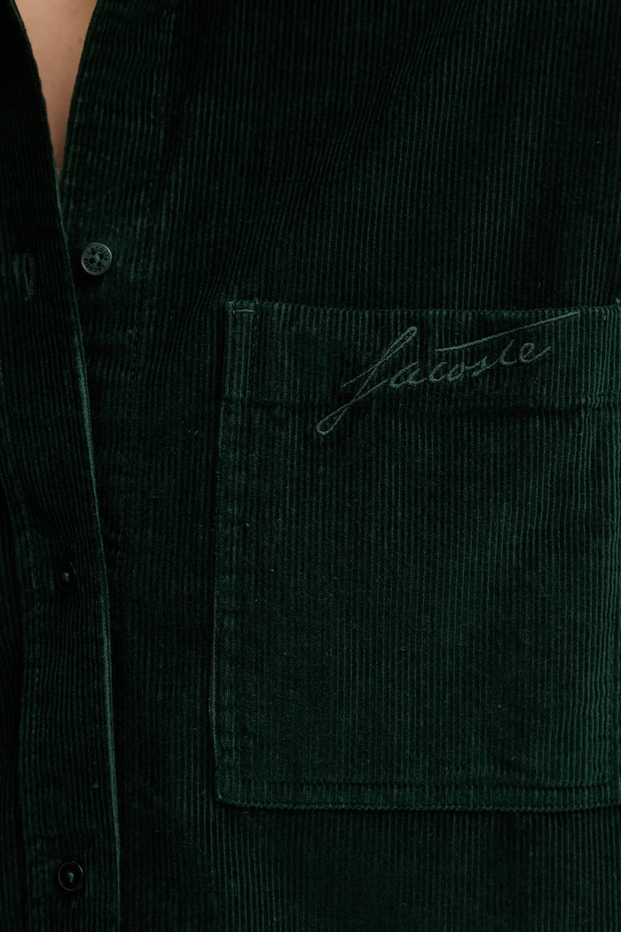 Lacoste πουκάμισο γυναικείο βαμβακερό CF5336 πράσινο