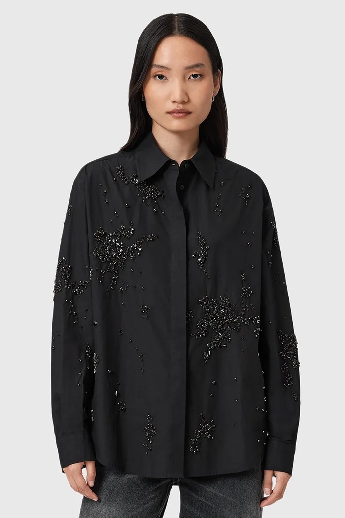 Îmbrăcăminte AllSaints Cămașă din bumbac GEMI W028PD negru