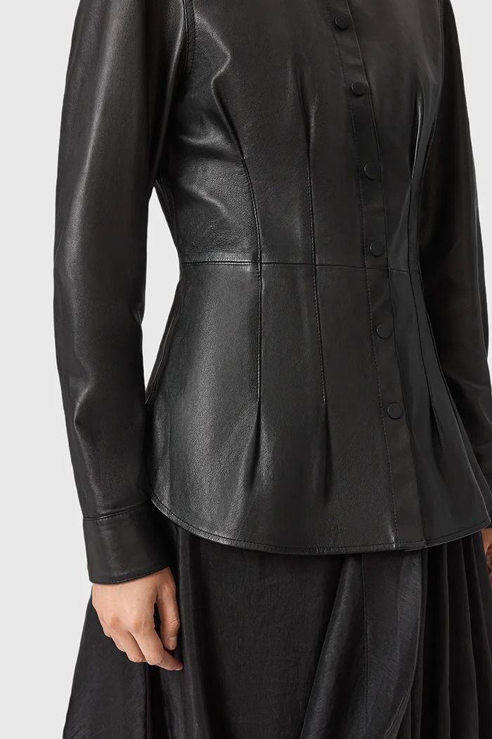 Oblečení Kožená košile AllSaints LARSON W034PD černá