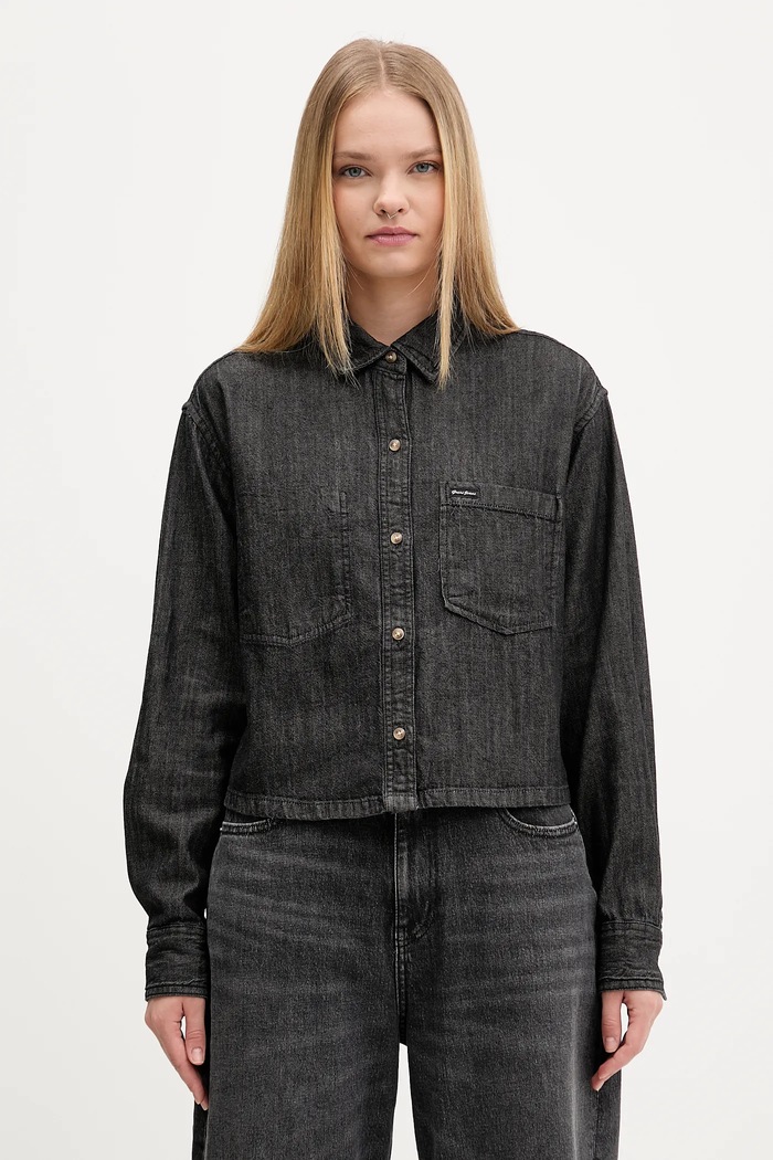Guess Jeans koszula bawełniana bawełna czarny W5BH0D.D6161