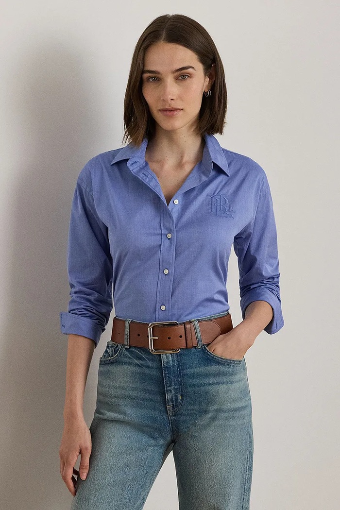 Lauren Ralph Lauren koszula bawełniana klasyczny niebieski 200979855