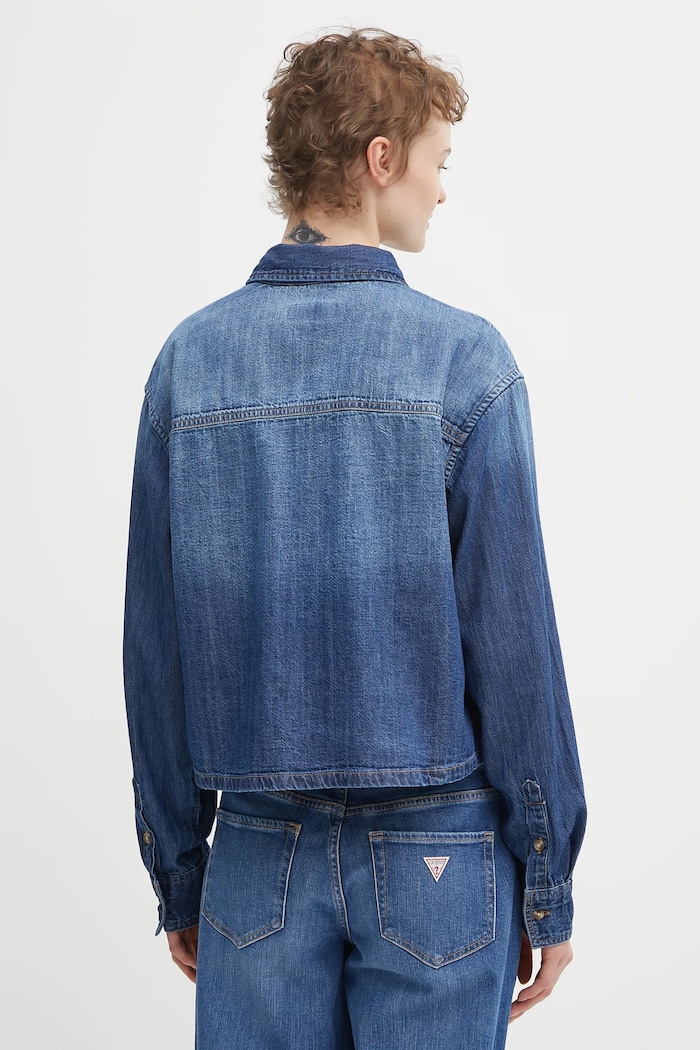 Oblečení Džínová košile Guess Jeans W5YH0D.D5M8A námořnická modř