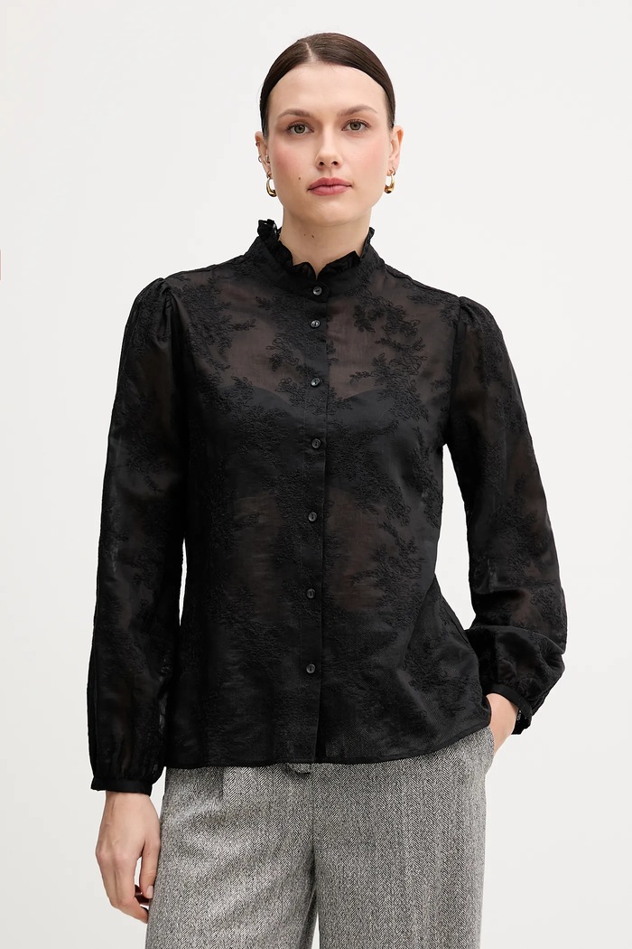 Сорочка United Colors of Benetton casual чорний 52WNDQ0CQ