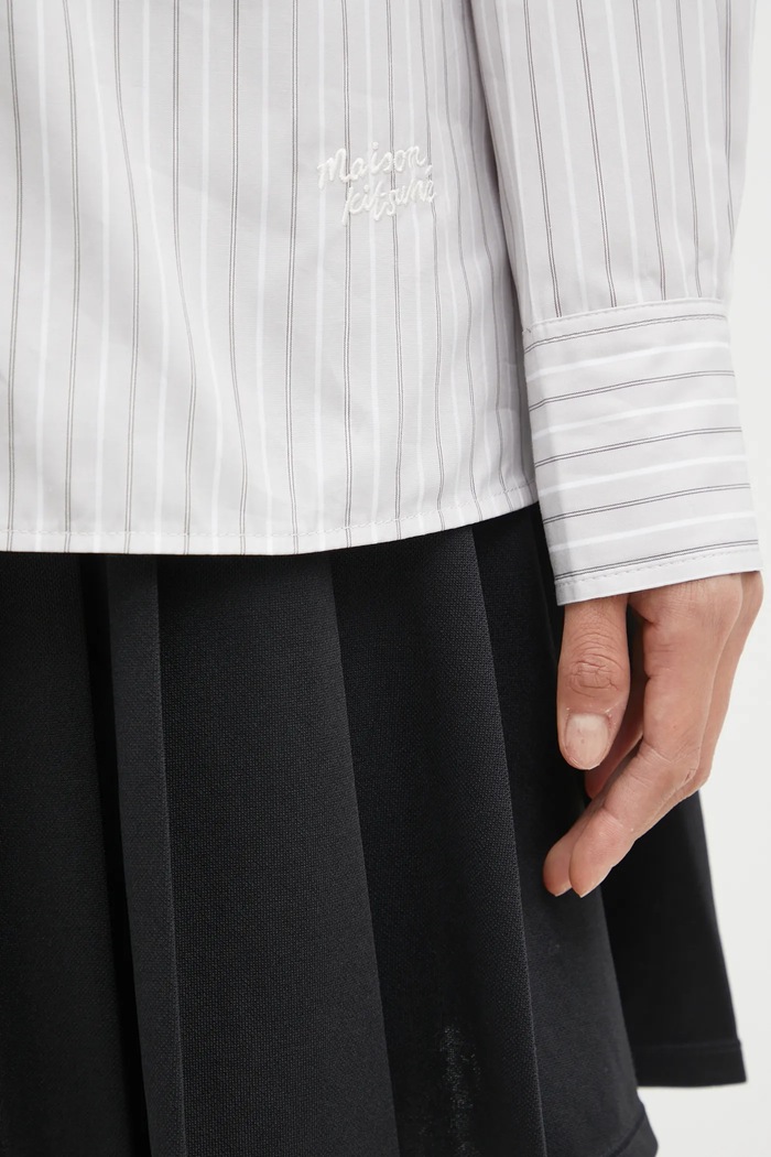 Cămașă din bumbac Handwriting Boyfriend Maison Kitsuné PW00416WC5063 gri