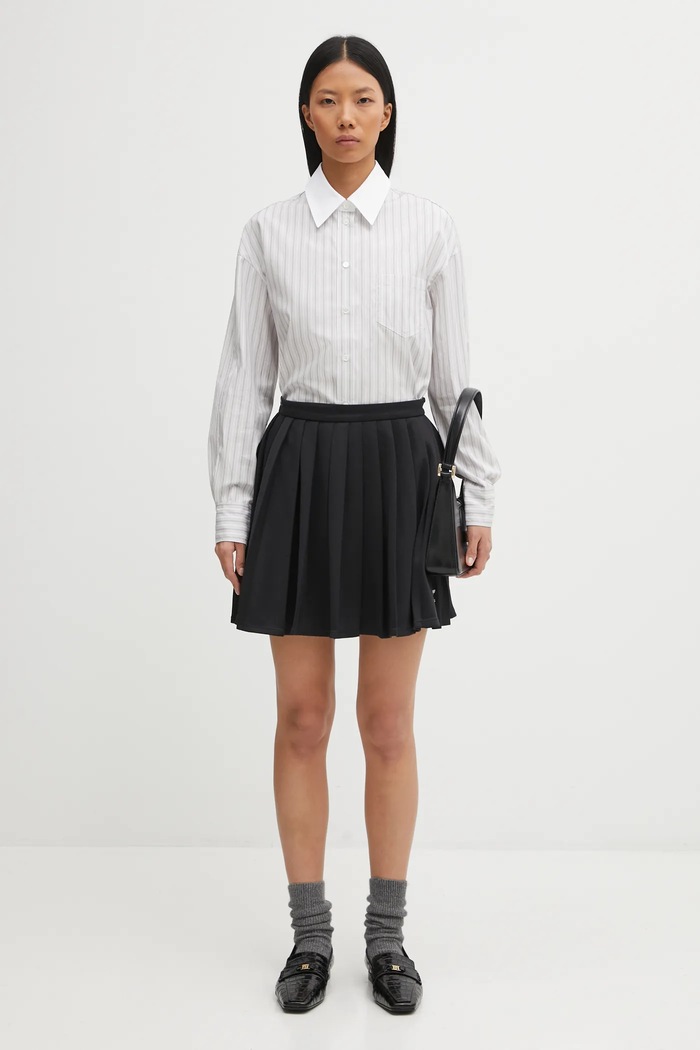 Cămașă din bumbac Handwriting Boyfriend Maison Kitsuné gri PW00416WC5063