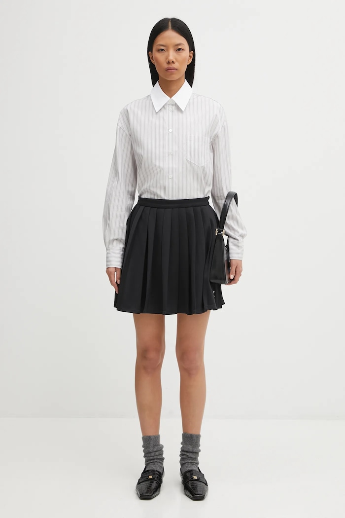 Cămașă din bumbac Handwriting Boyfriend Maison Kitsuné gri PW00416WC5063