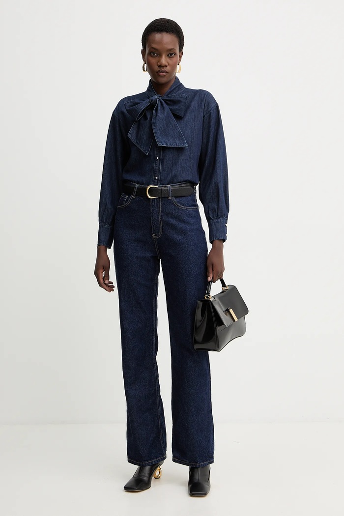 Morgan Cămașă jeans CICK albastru AW25