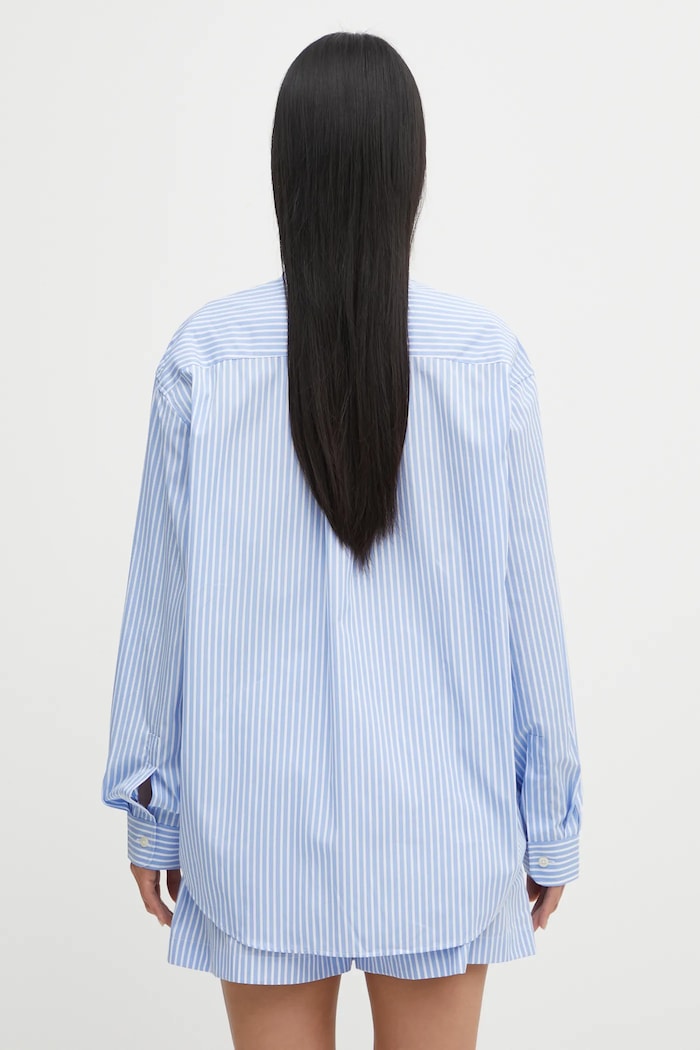 Одежда Хлопковая рубашка Sporty & Rich Eden Script Oversized SI00760673ST61 голубой