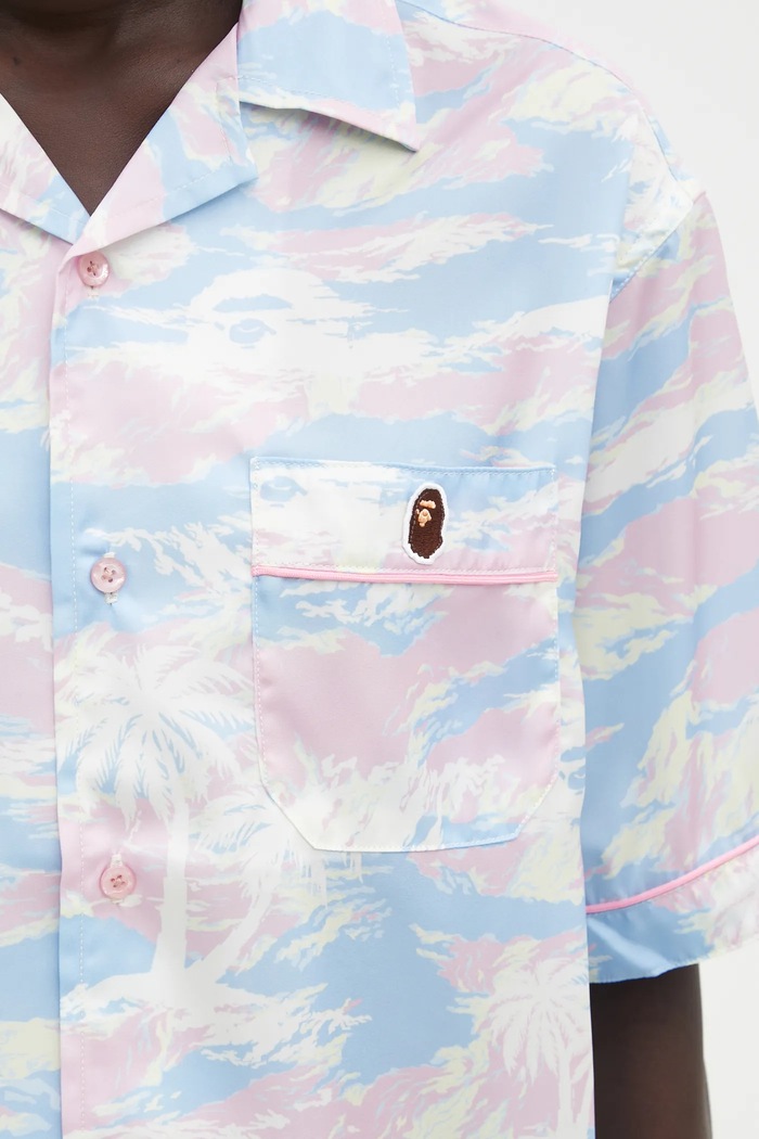 A Bathing Ape shirt Palm Tree Camo blue 001SRL302002L