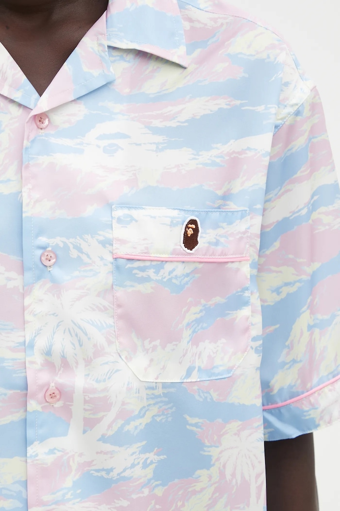 A Bathing Ape shirt Palm Tree Camo blue 001SRL302002L