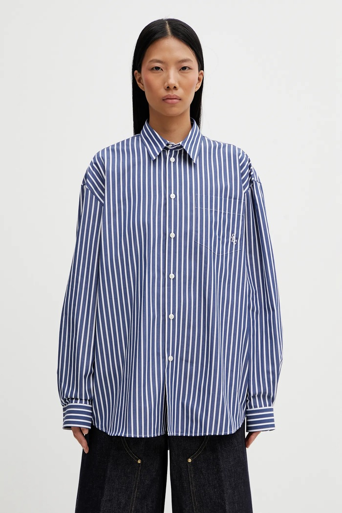 Хлопковая рубашка Sporty & Rich SRC Oversized casual тёмно-синий SI00663302ST09