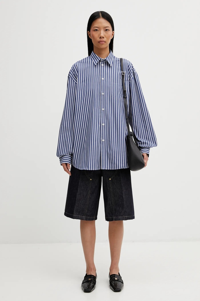 Хлопковая рубашка Sporty & Rich SRC Oversized SI00663302ST09 тёмно-синий