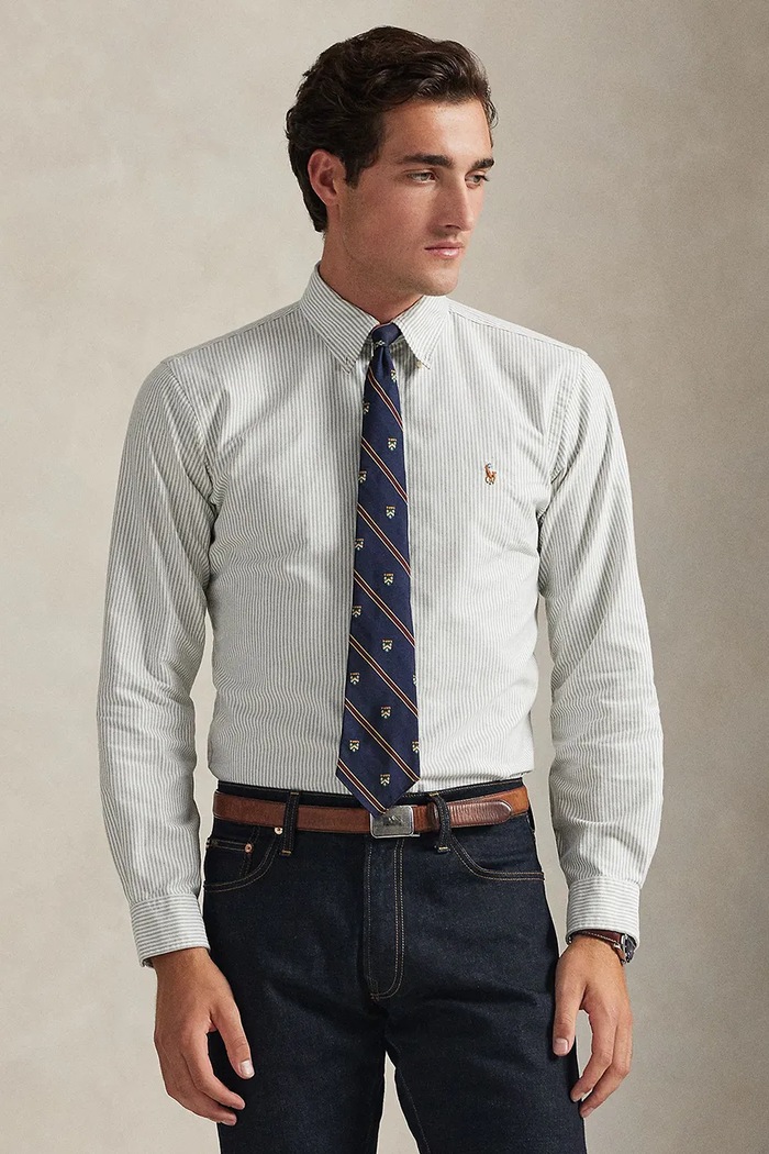 Polo Ralph Lauren camicia in cotone regolare beige 710953704