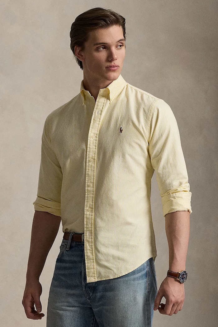 Βαμβακερό πουκάμισο Polo Ralph Lauren κανονικό κίτρινο 710953704