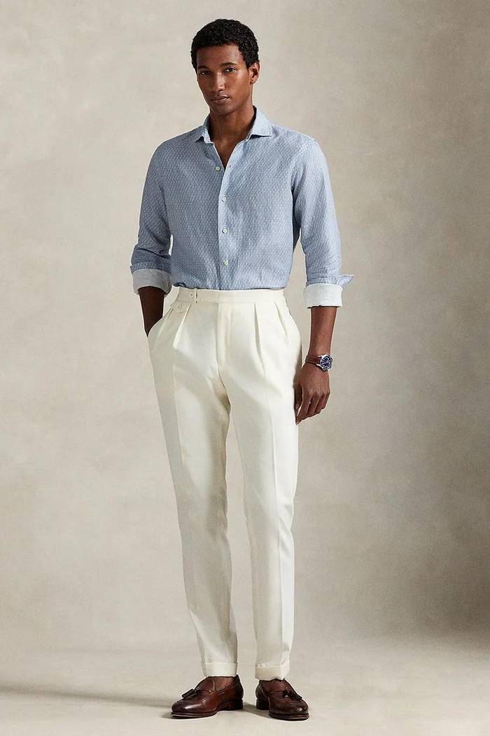 Oblečení Lněná košile Polo Ralph Lauren 710974546 modrá