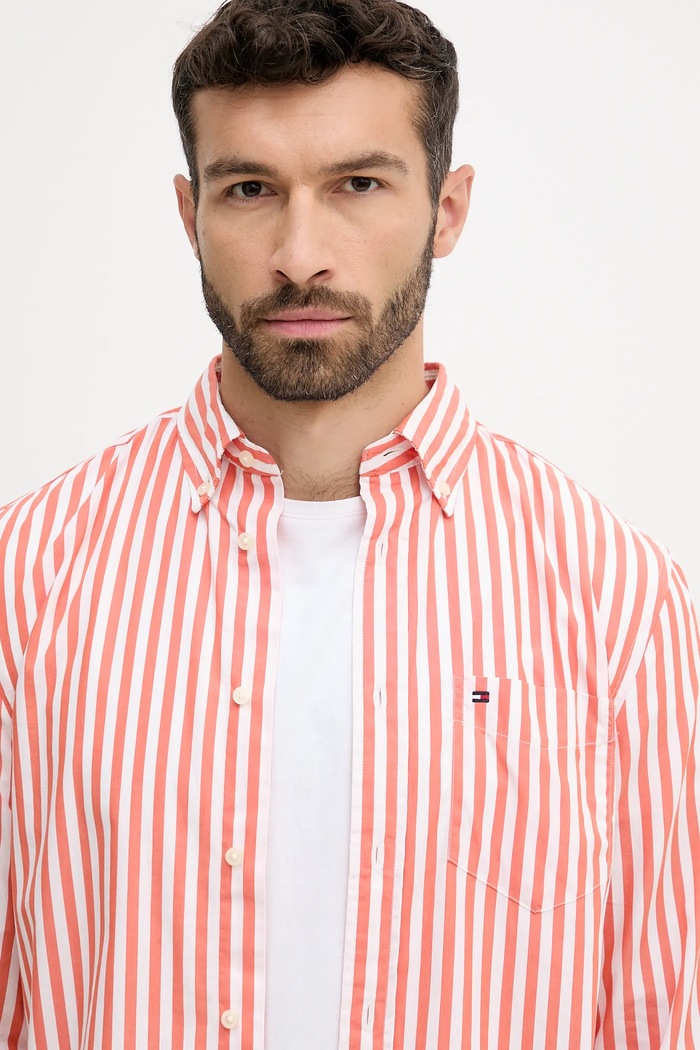 Bavlnená košeľa Tommy Hilfiger oranžová MW0MW39451