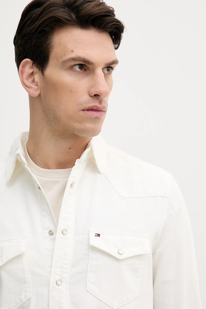 Τζιν πουκάμισο Tommy Hilfiger MW0MW40684 μπεζ