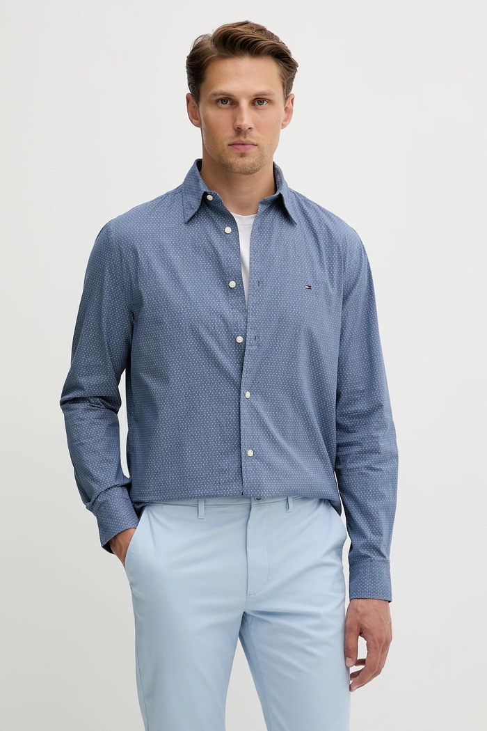 Bavlnená košeľa Tommy Hilfiger regular modrá MW0MW39438
