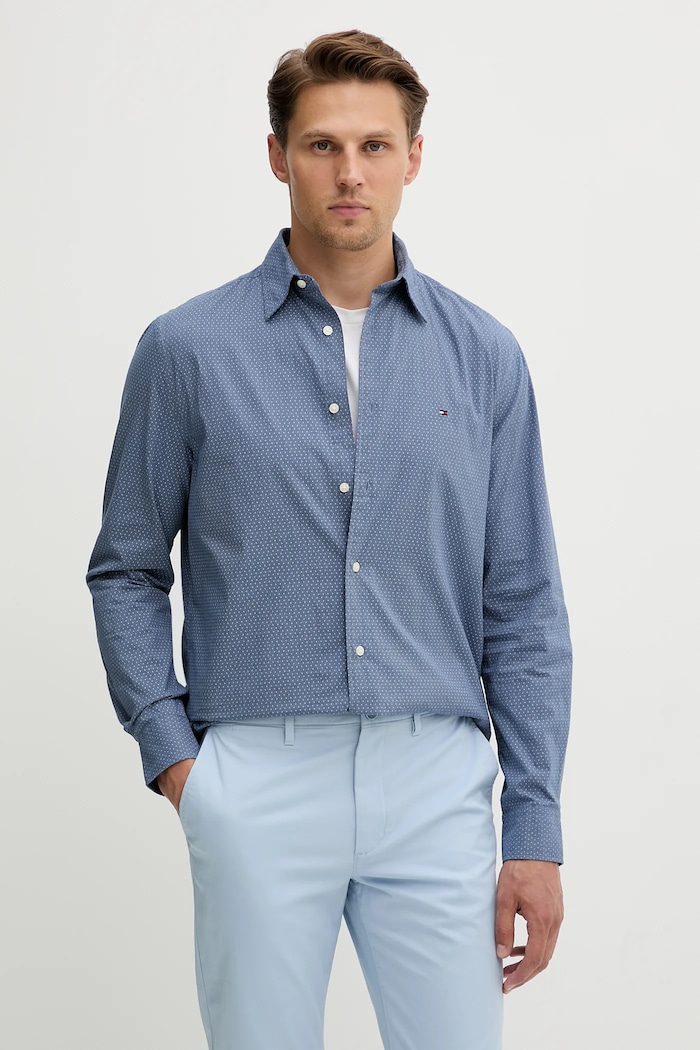 Bavlnená košeľa Tommy Hilfiger regular modrá MW0MW39438