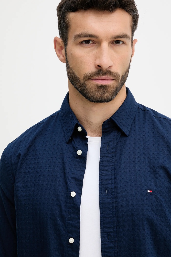 Bavlnená košeľa Tommy Hilfiger tmavomodrá MW0MW39446