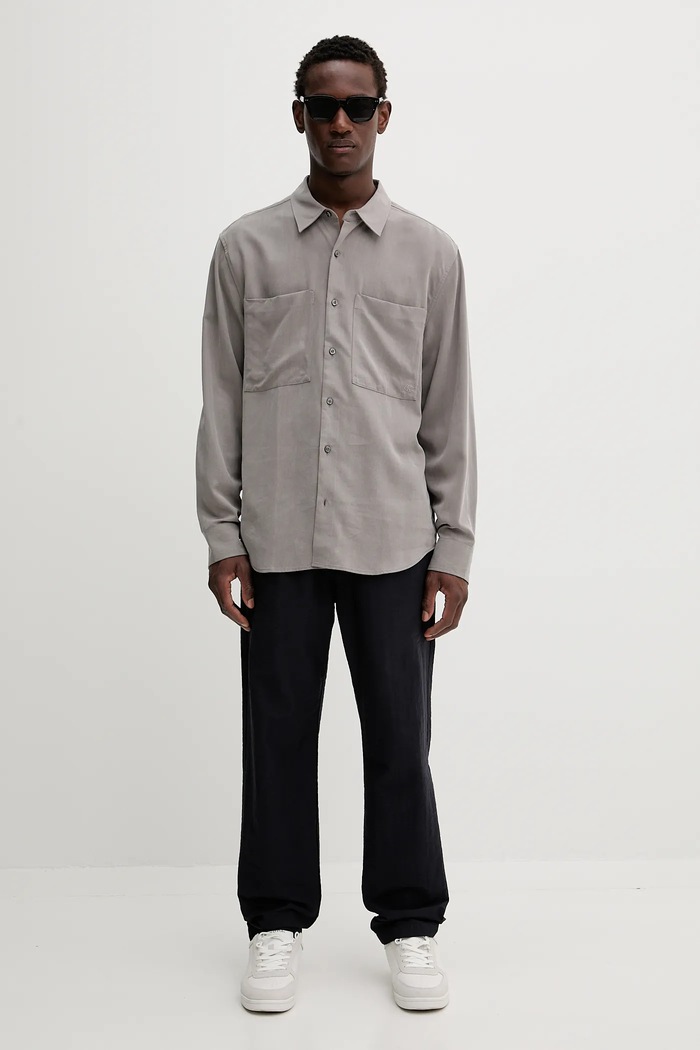 Košeľa Calvin Klein LV04LC109G sivá AW25
