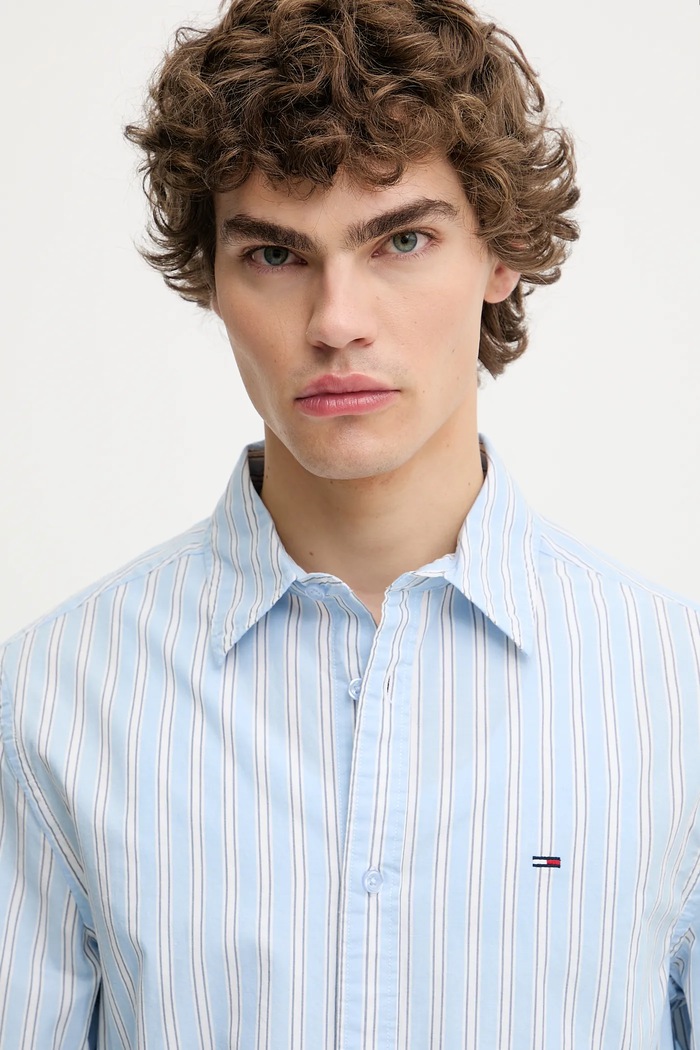 Bavlnená košeľa Tommy Jeans modrá DM0DM21693