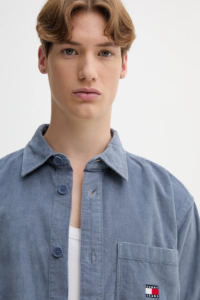 Tommy Jeans srajca moška bombažna modra DM0DM21698