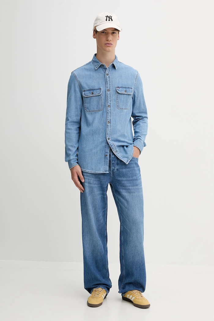 Džínová košile Tommy Jeans DM0DM21727 modrá AW25