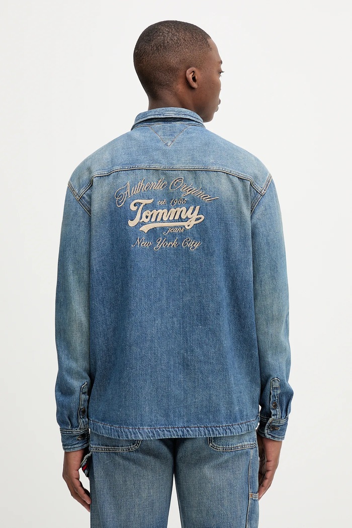 Džínová košile Tommy Jeans riflovina modrá DM0DM21918