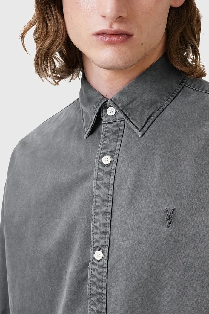 Πουκάμισο AllSaints BODHI M090SC γκρί AW25